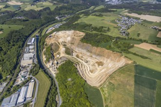 Aerial photo, Rheinkalk Grevenbrück GmbH quarry, Trockenbrück, Lennestadt, Sauerland, North