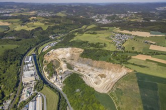 Aerial photo, Rheinkalk Grevenbrück GmbH quarry, Trockenbrück, Lennestadt, Sauerland, North