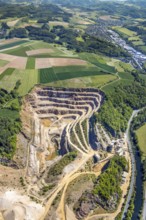 Aerial photo, Rheinkalk Grevenbrück GmbH quarry, Lennestadt, Sauerland, North Rhine-Westphalia,