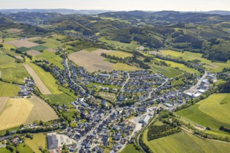 Aerial view, local view Elspe, Lennestadt, Sauerland, North Rhine-Westphalia, Germany, educational