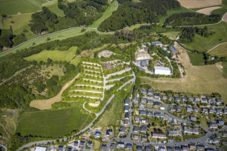 Aerial view, Elspe-Festival-Gelände, Zur Naturbühne, Lennestadt, Sauerland, North Rhine-Westphalia,