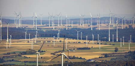 Aerial photo, wind turbines, wind farm, Henglarn, Lichtenau, Ostwestfalen-Lippe, OWL, North