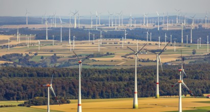 Aerial photo, wind turbines, wind farm, Henglarn, Lichtenau, Ostwestfalen-Lippe, OWL, North