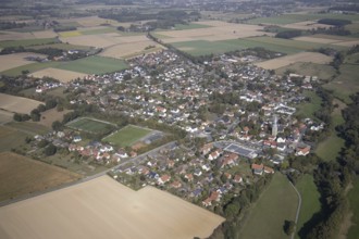 Aerial view, view of the town, St. Stephanus Kirche, Oestinghausen, Lippetal, Kreis Soest, North