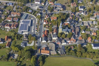 Aerial view, local view, St. Stephanus Kirche, Oestinghausen, Lippetal, Kreis Soest, North