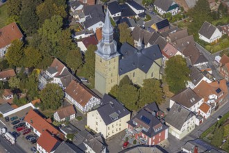 Aerial view, town view, St. Stephanus Kirche, Oestinghausen, Lippetal, Kreis Soest, North