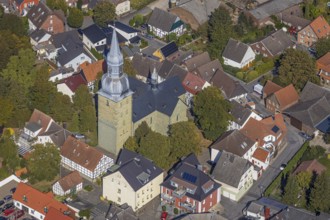 Aerial view, town view, St. Stephanus Kirche, Oestinghausen, Lippetal, Kreis Soest, North