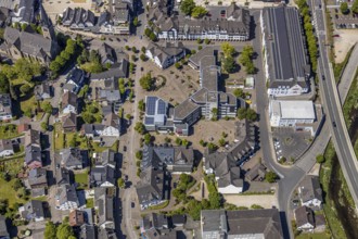 Aerial view, town hall Lennestadt, HIT Handelsgruppe GmbH, Thomas-Morus-Platz, Altenhundem,