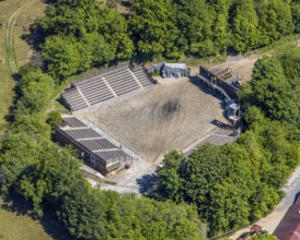 Aerial view, Elspe-Festival-Gelände, Zur Naturbühne, Lennestadt, Sauerland, North Rhine-Westphalia,