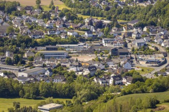 Aerial photo, Lennestadt-Grevenbrück railway station, Lennestadt district court, Lennestadt,