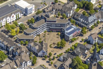 Aerial view, town hall Lennestadt, Thomas-Morus-Platz, Altenhundem, Lennestadt, Sauerland, North