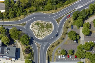 Aerial view, Lucas'scher Bogen, roundabout, Altenhundem, Lennestadt, Sauerland, North