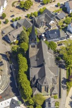 Aerial view, Catholic parish church of St. Agatha, Altenhundem, Lennestadt, Sauerland, North