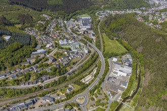 Aerial view, local view Altenhundem, St. Josefs-Hospital Lennestadt, Lennestadt, Sauerland, North