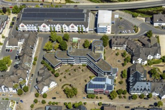 Aerial view, town hall Lennestadt, HIT Handelsgruppe GmbH, Thomas-Morus-Platz, Altenhundem,