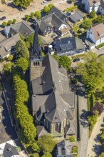 Aerial view, Catholic parish church of St. Agatha, Altenhundem, Lennestadt, Sauerland, North