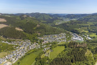 Aerial view, local view Langenei, Lennestadt, Sauerland, North Rhine-Westphalia, Germany, DE,
