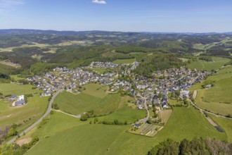Aerial view, aerial view Halberbracht, Lennestadt, Sauerland, North Rhine-Westphalia, Germany, DE,
