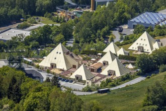 Aerial photo, Galileo-Park, Sauerland Pyramids, Mining Museum Siciliaschacht, Lennestadt,