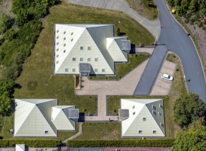 Aerial view, Galileo-Park, Sauerland Pyramids, Mining Museum Siciliaschacht, Lennestadt, Sauerland,