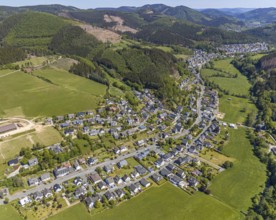 Aerial view, aerial view Kickenbach, Lennestadt, Sauerland, North Rhine-Westphalia, Germany,