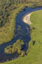 Aerial view, nature reserve Lippeaue, river Lippe, Benninghausen, Lippstadt, district Soest, North