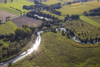 Aerial view, nature reserve Lippeaue, river Lippe, Liesborn, Wadersloh, district Soest, North