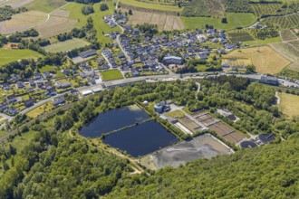 Aerial view, waterworks Maumke, company building Innofactory GmbH, Maumker Straße, Lennestadt,