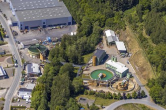 Aerial view, waterworks, Meggen, Lennestadt, Sauerland, North Rhine-Westphalia, Germany, DE,