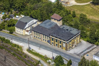 Aerial view, ELKupa Elektrohandel, Meggener Straße, Meggen, Lennestadt, Sauerland, North