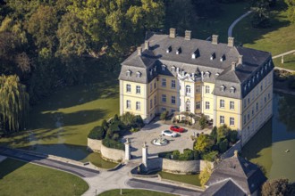 Aerial view, Schloss Schwarzenraben, Bökenförde, Lippstadt, Kreis Soest, North Rhine-Westphalia,