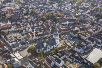 Aerial view, Old Town, evang. Große Marienkirche, Rathausstraße, Rathaus, Rathausplatz, Lippstadt,