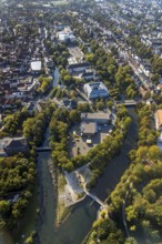 Aerial photo, Im Grünen Winkel Spielplatz Entenei, River Lippe, Lippstadt, Soest district, North