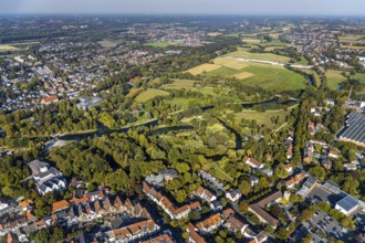 Aerial view, Grüner Winkel, Park am Fluss Lippe, Lippstadt, Kreis Soest, North Rhine-Westphalia,