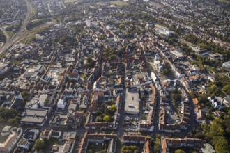 Aerial view, Old Town, evang. Große Marienkirche, Rathausstraße, Rathaus, Rathausplatz, Lippstadt,