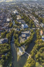Aerial view, View of town, Im Grünen Winkel Spielplatz Entenei, River Lippe, Stadttheater