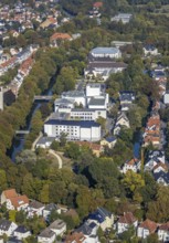 Aerial photo, Europaschule Ostendorf-Gymnasium, Stadttheater Lippstadt, Nikolaischule, Fluss Lippe,