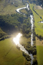 Aerial view, River Lippe, Lippeauen-West, Hagedornsweg, Hellinghausen, Lippstadt, Soest district,