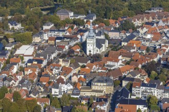 Aerial view, Old Town, evang. Große Marienkirche, Rathausstraße, Rathaus, Lippstadt, Kreis Soest,