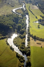 Aerial view, River Lippe, Lippeauen-West, Hagedornsweg, Hellinghausen, Lippstadt, Soest district,