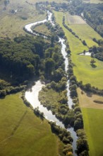 Aerial view, River Lippe, Lippeauen-West, Hagedornsweg, Hellinghausen, Lippstadt, Soest district,