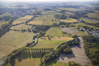 Aerial view, River Lippe, Lippeauen-West, Hagedornsweg, Hellinghausen, Lippstadt, Soest district,
