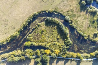 Aerial view, river Lippe, Lippeauen-West, Hagedornsweg, Lippstadt, district Soest, North