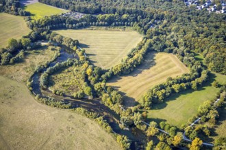 Aerial view, river Lippe, Lippeauen-West, Hagedornsweg, Lippstadt, district Soest, North