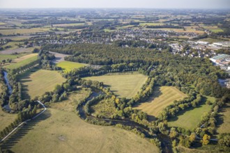 Aerial view, river Lippe, Lippeauen-West, Hagedornsweg, Lippstadt, district Soest, North
