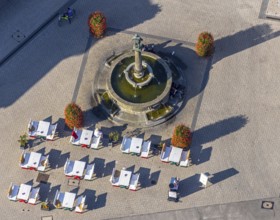 Aerial view, Bernhardbrunnen with memorial, Lippstadt, Kreis Soest, North Rhine-Westphalia,