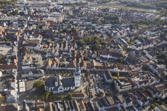 Aerial view, Old Town, evang. Große Marienkirche, Rathausstraße, Rathaus, Rathausplatz, Lippstadt,