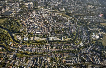 Aerial view, Old Town overview, Evangelical Great St Mary's Church, Rathausstraße, Jakobikirche,