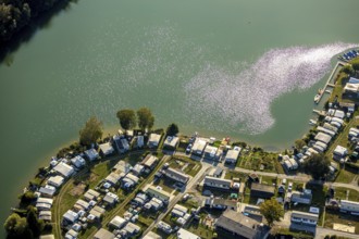 Aerial view, Camping Margaretensee, Lippstadt, Kreis Soest, North Rhine-Westphalia, Germany,