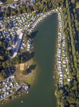 Aerial view, Camping Margaretensee, Lippstadt, Kreis Soest, North Rhine-Westphalia, Germany,
